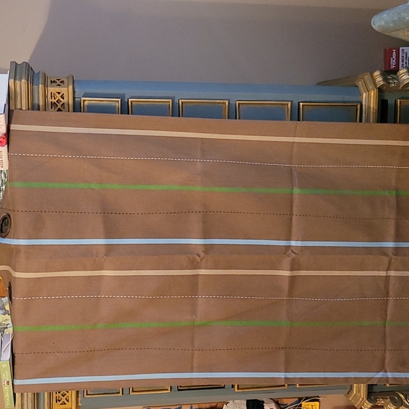 Circo Boy's curtains, 54'x84', brown w/ Kelly green, baby blue & beige stripes - Picture 2 of 7